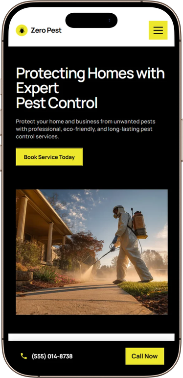 Zero Pest website on a phone